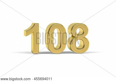Golden 3d Number 108 - Year 108 Isolated On White Background - 3d Render