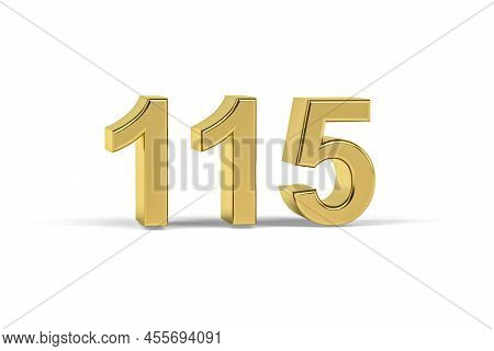 Golden 3d Number 115 - Year 115 Isolated On White Background - 3d Render