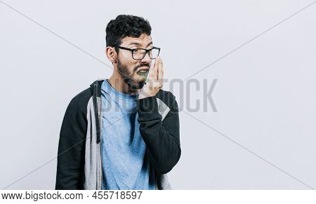 Person With Bad Breath Problem, Concept Of Person With Halitosis And Bad Breath, A Guy With Bad Brea