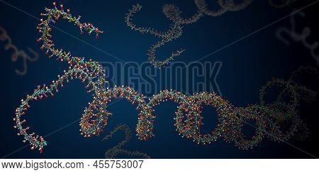Ribonucleic Acid Chain From Which The Deoxyribonucleic Acid Or Dna Is Composed - 3d Illustration