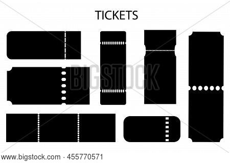 Black Tickets In Modern Style. Web Design Elements. Old Design. Film, Movie. Vector Illustration. St