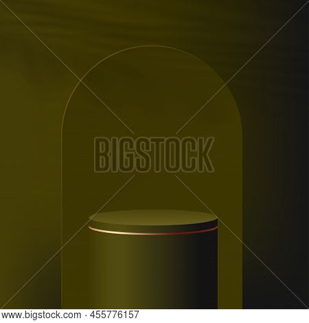 Abstract Background With Green Color Geometric 3d Podiums. Vector