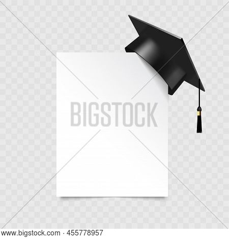 Graduate College, High School Or University Cap On Transparent Background. Vector