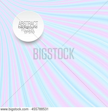 Modern Background With Blue, Pink Stripes. Round Box Frame For Text. Multicolored Pinstripe Pattern.