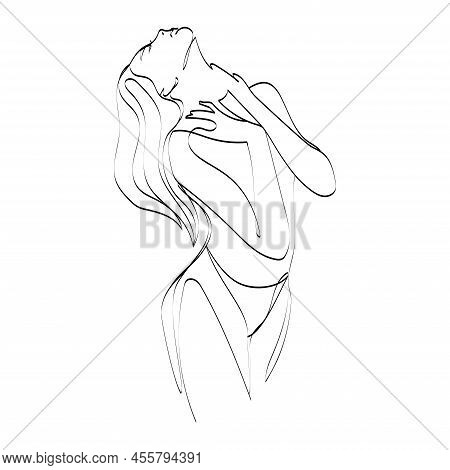 Sketch Line Art Sexy Woman Vector Illustration Design.continuous Line Drawing.attractive Beautiful G