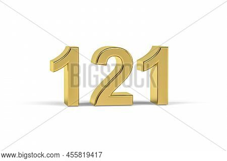 Golden 3d Number 121 - Year 121 Isolated On White Background - 3d Render