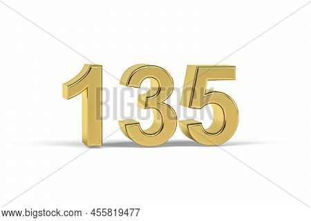 Golden 3d Number 135 - Year 135 Isolated On White Background - 3d Render