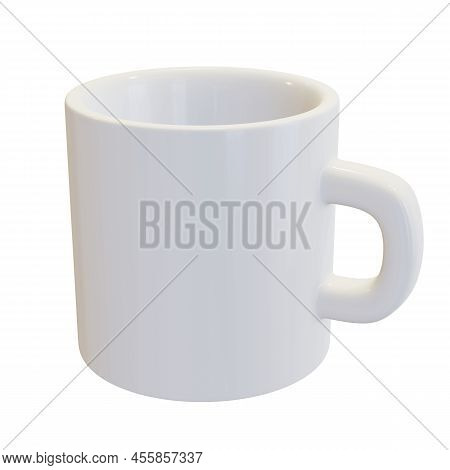 White Ceramic Coffee Mug Or Tea Cup Isolated Object On White Background High Resolution Realistic 3d