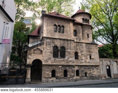 Prague, Czech Republic - May 14 2022: Klausen Synagogue Or Klausova Synagoga Exterior Facade.