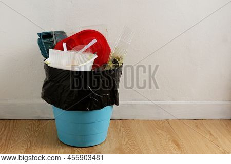 Disposable Plastic Food Containers In The Trash, Household Plastic Waste Problem, Recycle