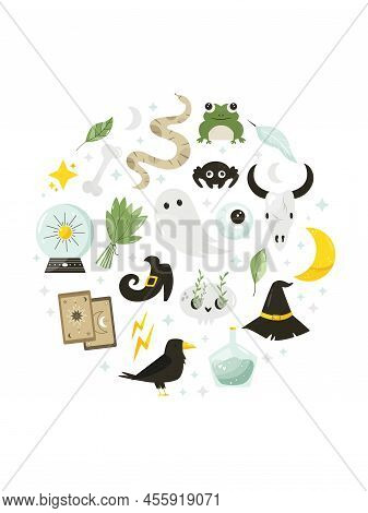 Vector Composition With Different Magic, Wizard Items, Icons, Tools