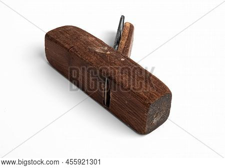 Wooden Jack-plane For Wood, Isolated On White Background Hand Tools Wooden Plane Isolated On A White