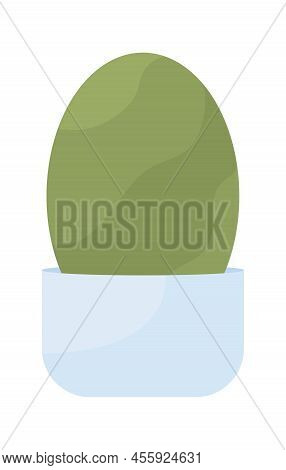 Oval Shaped Bush In Pot Semi Flat Color Vector Object. Editable Figure. Full Sized Item On White. Fl