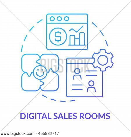 Digital Sales Rooms Blue Gradient Concept Icon. Selling Software Abstract Idea Thin Line Illustratio