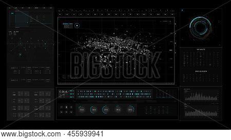 Sci-fi Futuristic User Interface Hud Design Panel For Business App. Abstract Technology Concept, Tec