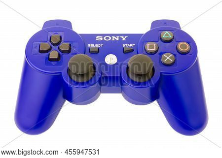 Ukraine, Dnepr - June 01, 2022: Sony Dualshock 3 Gamepad. Top View