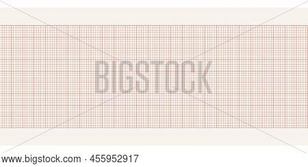 Red Blank Ekg Paper. Seamless Pattern Blank Paper For Heart Beat Rate Recording. Millimeter Graph Ve