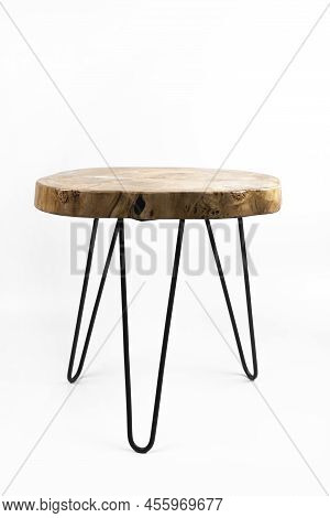 Wooden Table Loft. Table Legs. Underframe. On A White Background
