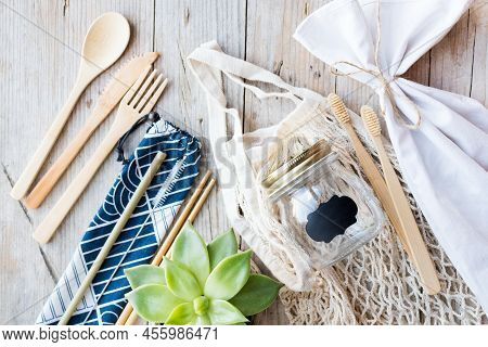 Zero Waste Concept. Eco Friendly Plastic Free Items.