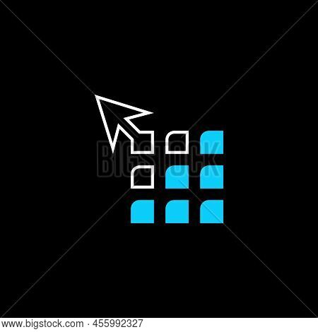 Nine Rectangulars Block And Line Out With Letter Arrow On Corner Image Graphic Icon Logo Design Abst