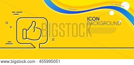Like Line Icon. Abstract Yellow Background. Thumbs Up Sign. Positive Feedback, Social Media Symbol. 