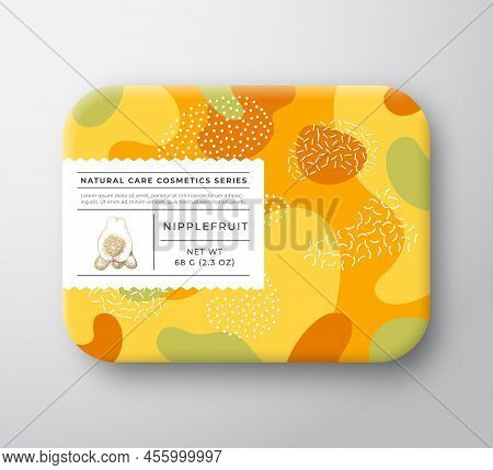 Fruits Bath Cosmetics Box. Vector Wrapped Paper Container With Care Label Cover. Packaging Design. M