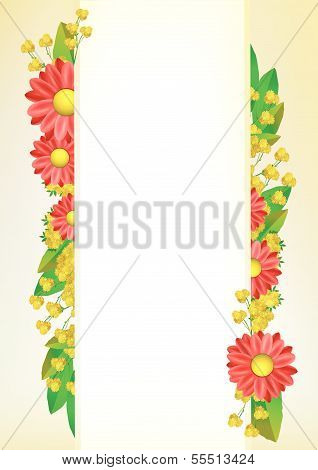 red flower background frame with place for text