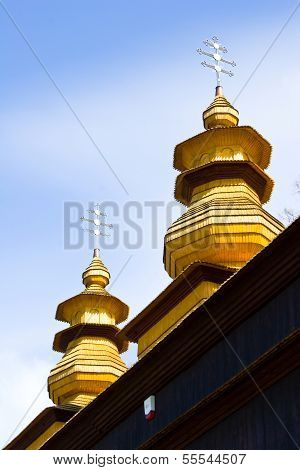 An Old Orthodox Church In Wislok Wielki, Beskid Niski Mountains, South Eastern Poland.