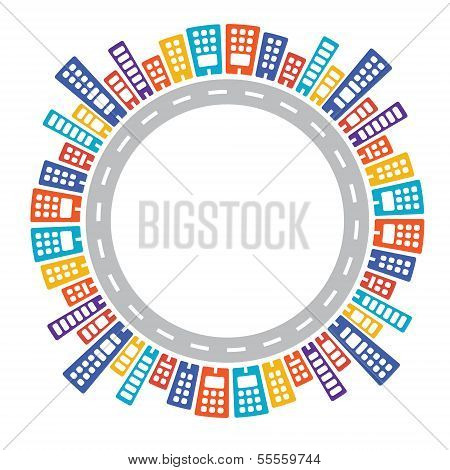 City Circle A Colorful Urban Landscape From A Birdseye View