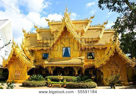 Thai Temple Called Wat Rong Khun At Chiang Rai, Thailand.