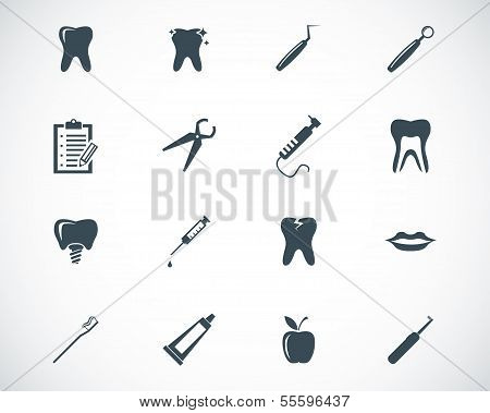 Vector black dental icons set