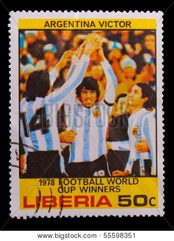 LIBERIA - CIRCA 1978: A post stamp printed LIBERIA, Argentina wi