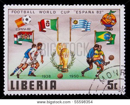 LIBERIA - CIRCA 1982: A post stamp printed LIBERIA, Brazil, Arge