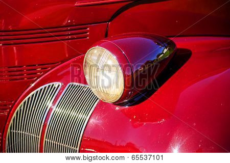 Vintage Car Headlight And Fender Close Up