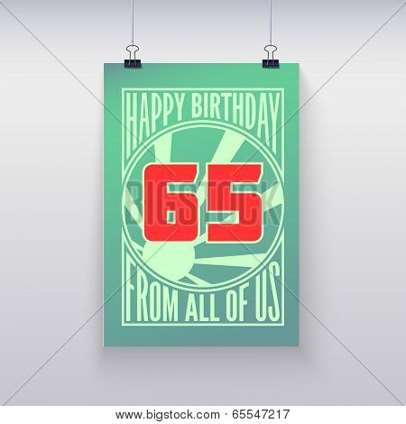 Vintage retro poster. Happy birthday.