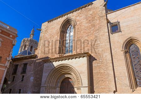 Valencia Romanesque Palau door of Cathedral in Spain with Miguelete