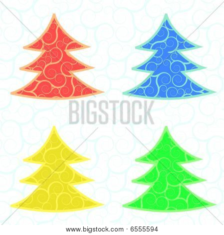 Quattro alberi di Natale vettoriali