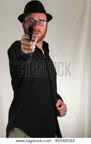 Man Holding a Pistol Gun