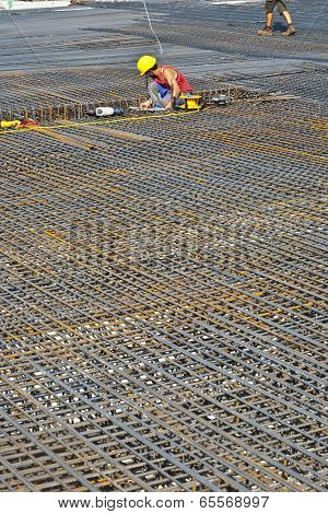 Workers Do The Steel Bars Construction