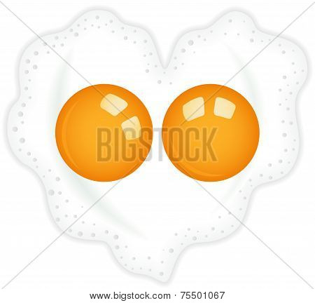 Heart shaped fried double egg