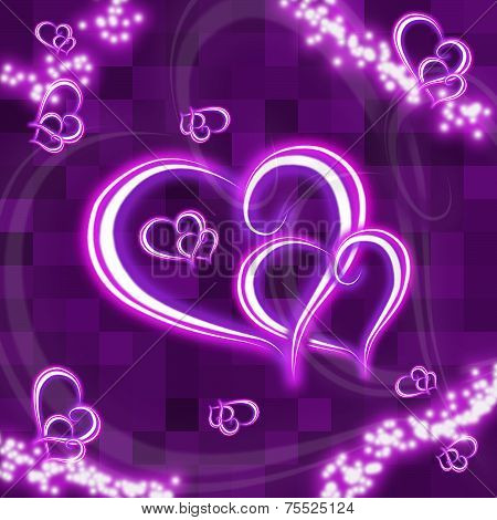 violet background with hearts