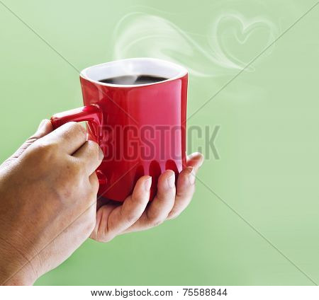 Black Coffe On Red Cup From Mother