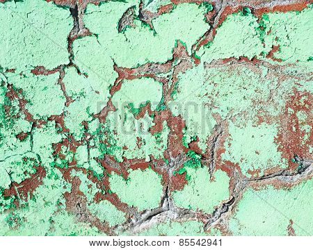 Green Painted Wall Damage Surface