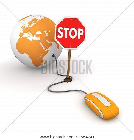 Navigare sul Web In arancione - bloccato da un segnale di Stop