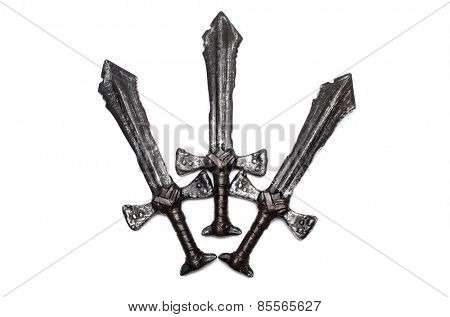 Medieaval swords isolated on the white