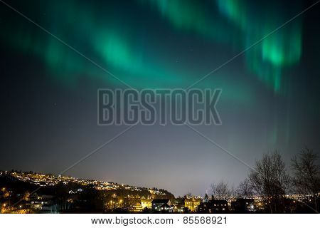 Aurora Borealis Cityscape