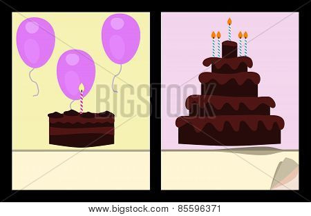 Workbook cover template with birthday cakes and air balloons