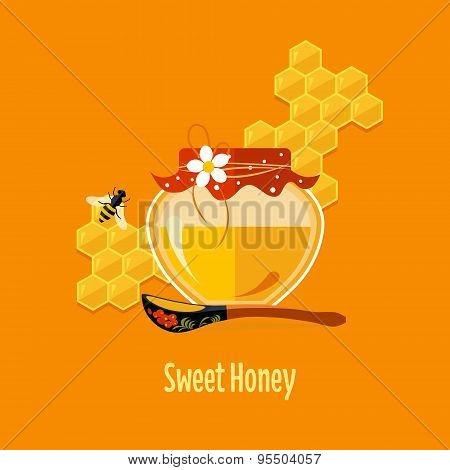 Jar with Honey Vector Illustration