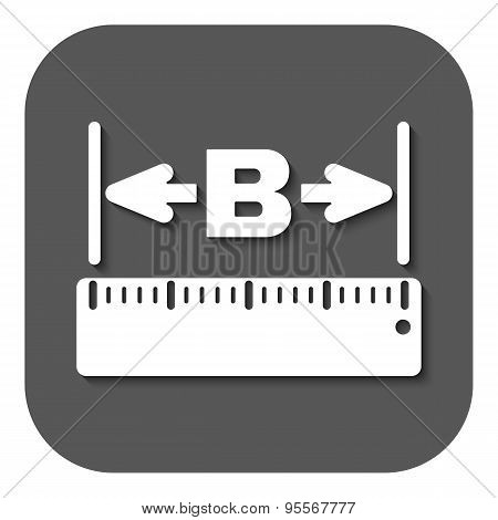 The Width Icon. Measurement And Ruler Symbol. Flat