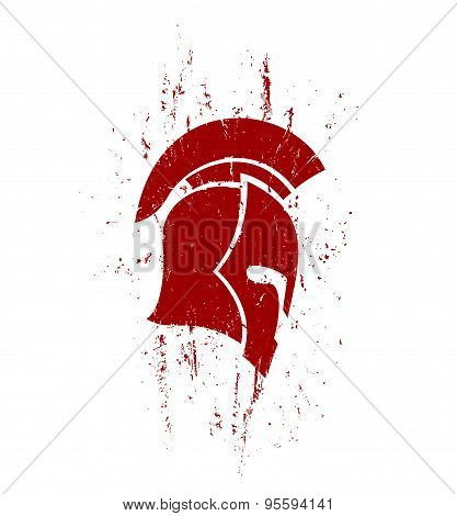 grunge spartan helmet in profile with texture, vector illustration